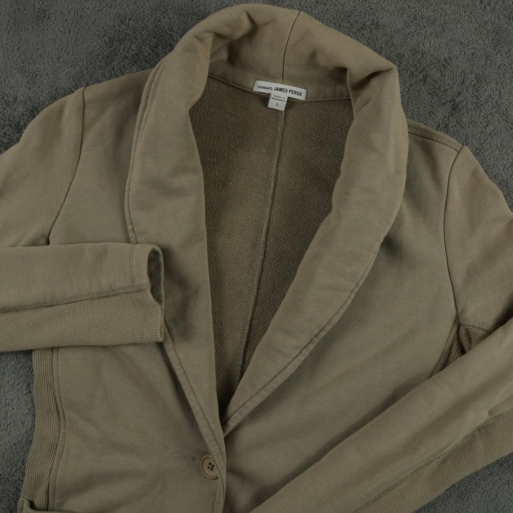 James Perse Blazer Womens 1 Tan Standard Knit One Button Cotton Shawl Collar